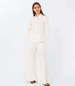 3 Tier Levenevät Housut Luonnonvalkoinen<Elizabeth LaGre Flash Sale