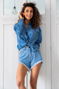 Aleksa Denim Shorts Blue<ANGELL Shop