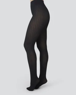 Alma Rib Sukkahousut Musta<Swedish Stockings Sale