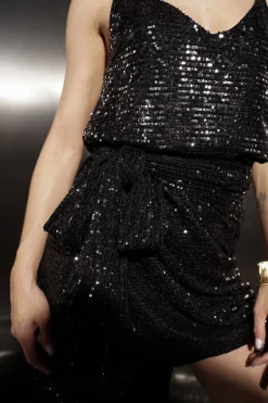 Amara Sequin Wrap Mini Skirt Black<ANGELL Discount