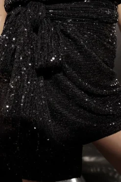 Amara Sequin Wrap Mini Skirt Black<ANGELL Discount