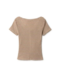 Anda T-Shirt Stripes Camel Brown<TWOTHIRDS Cheap