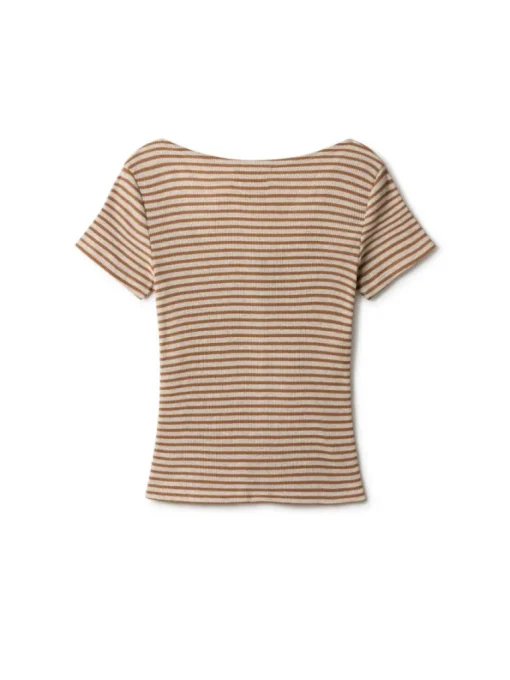 Anda T-Shirt Stripes Camel Brown<TWOTHIRDS Cheap