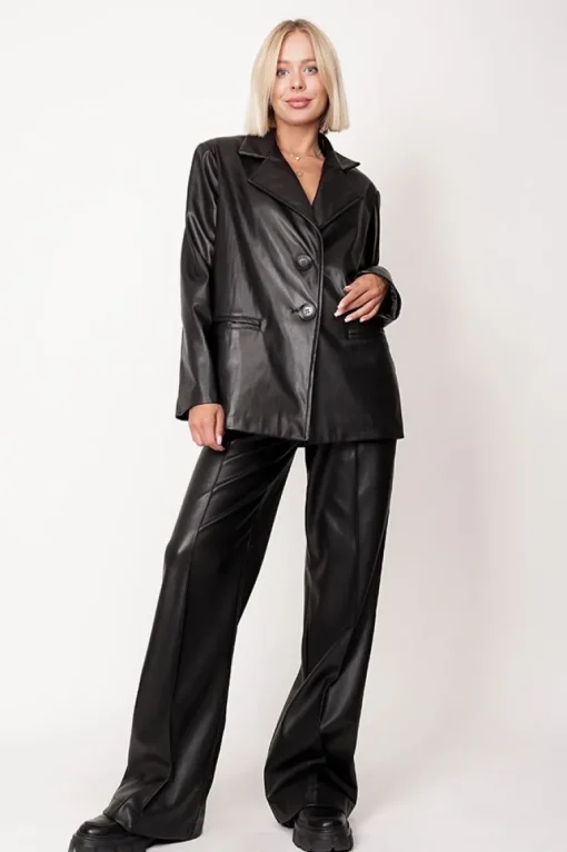 Anti Eco-Leather Jacket Black<ANGELL Shop