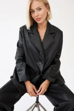 Anti Eco-Leather Jacket Black<ANGELL Shop