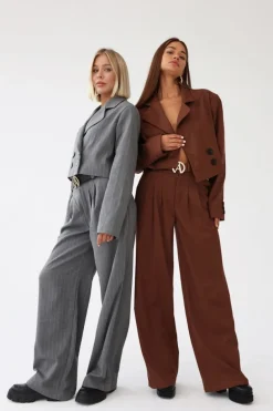 Aspen Cropped Blazer Brown<ANGELL Clearance