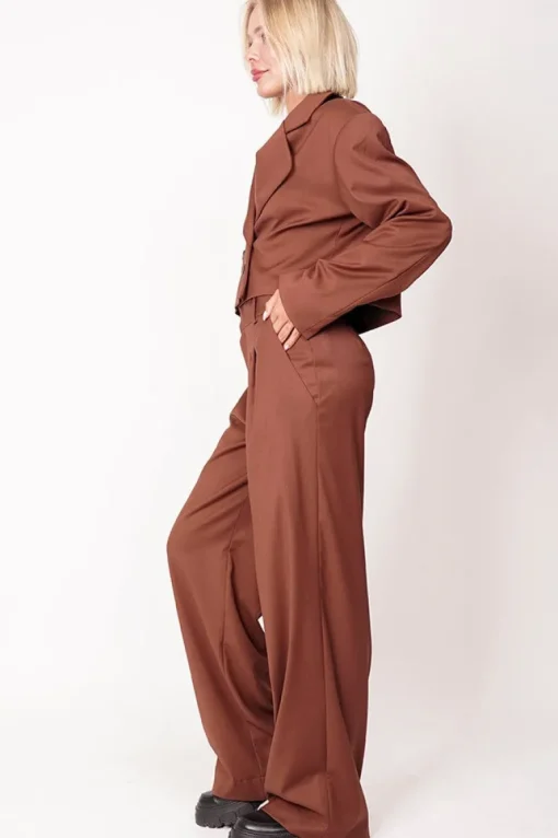 Aspen Cropped Blazer Brown<ANGELL Clearance