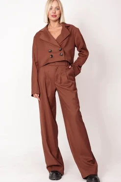 Aspen Cropped Blazer Brown<ANGELL Clearance