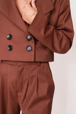 Aspen Cropped Blazer Brown<ANGELL Clearance