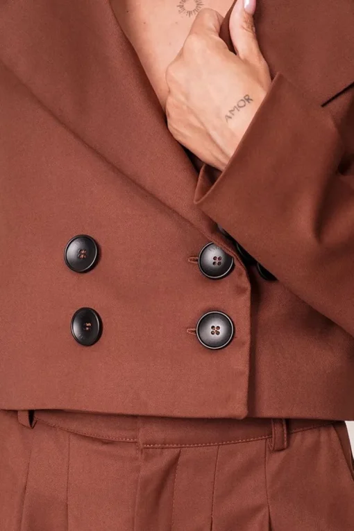 Aspen Cropped Blazer Brown<ANGELL Clearance