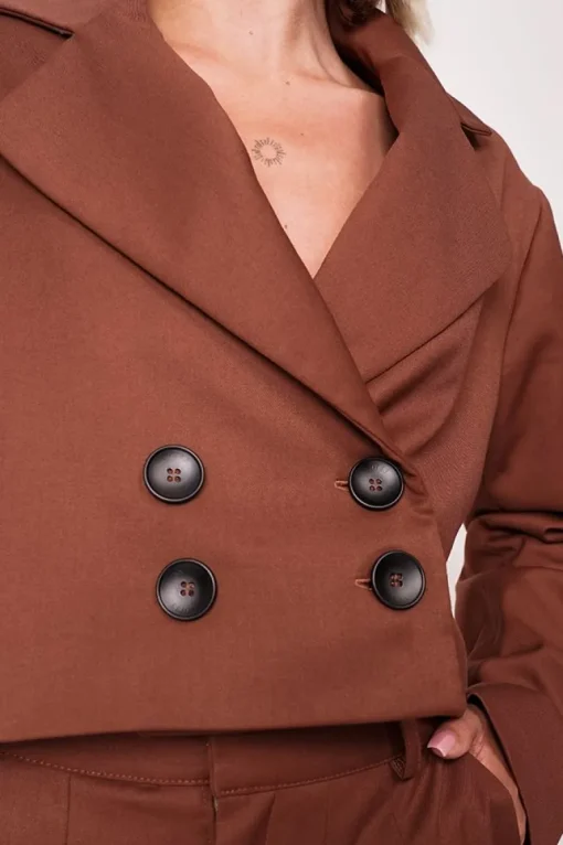 Aspen Cropped Blazer Brown<ANGELL Clearance