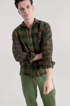 Axel Flannel Patchwork Check Shirt Green<KOMODO Hot