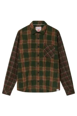 Axel Flannel Patchwork Check Shirt Green<KOMODO Hot