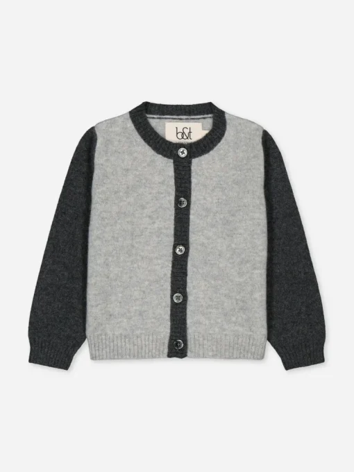 Baby's Cashmere Cardigan Colorblock Grey<bobbin u0026 tricot Online
