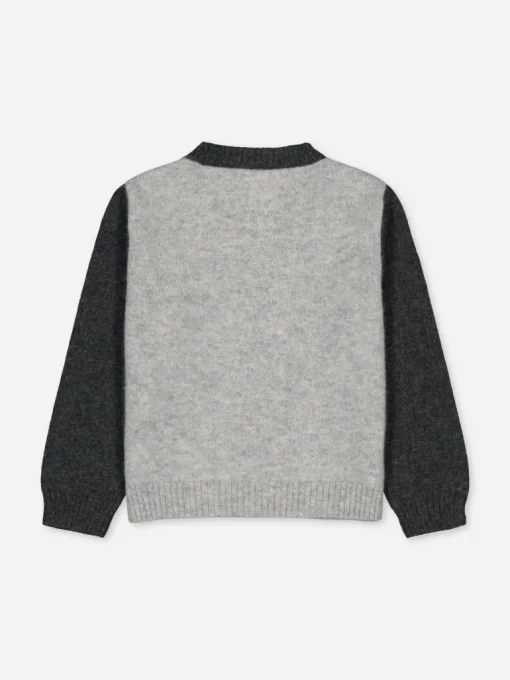 Baby's Cashmere Cardigan Colorblock Grey<bobbin u0026 tricot Online