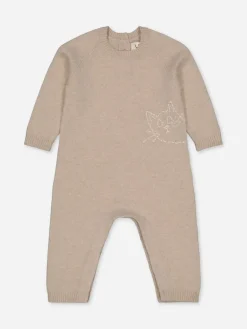 Baby's Embroidered Cashmere Jumpsuit Cat<bobbin u0026 tricot Outlet
