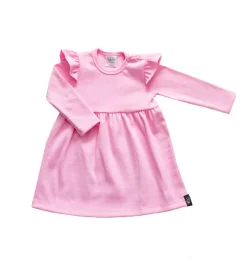 Baby's Ribbed Dress With Ruffles Pink<Melli EcoDesign Hot
