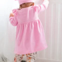 Baby's Ribbed Dress With Ruffles Pink<Melli EcoDesign Hot