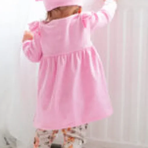 Baby's Ribbed Dress With Ruffles Pink<Melli EcoDesign Hot