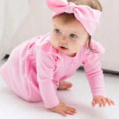 Baby's Ribbed Dress With Ruffles Pink<Melli EcoDesign Hot