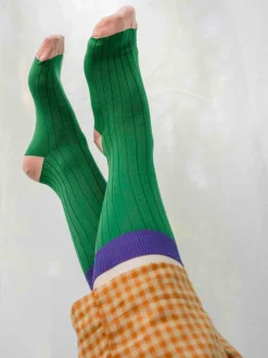 Bamboo Rib Socks Green<Aarrelabel Best Sale