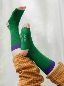 Bamboo Rib Socks Green<Aarrelabel Best Sale