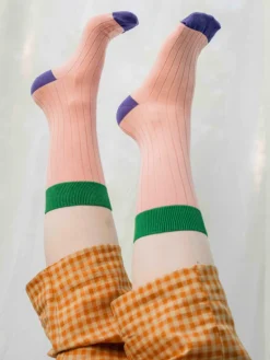 Bamboo Rib Socks Pink<Aarrelabel Sale
