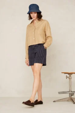 Bangja Shortsit Sininen Pellava raita<Kings Of Indigo Shop