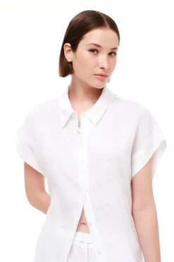 Batwing Sleeve Belted Shirt Dress White<Haris Cotton Store