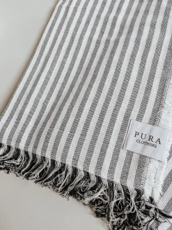 Beach Towel Stripes White/Grey<Pura Clothing Store