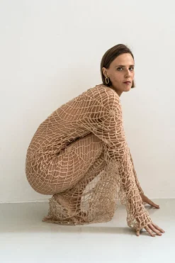 Berdiansk Hämähäkinseitti Mohair Beige Mekko<KM by LANGE Best Sale