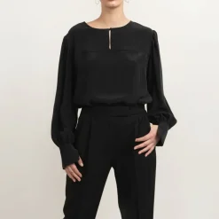 Blaze Silk Blouse Black<Studio Heijne Outlet