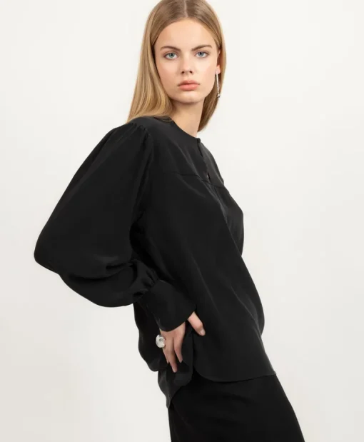 Blaze Silk Blouse Black<Studio Heijne Outlet