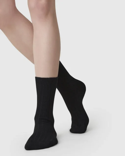 Bodil Chunky Wool Socks Black<Swedish Stockings Best Sale