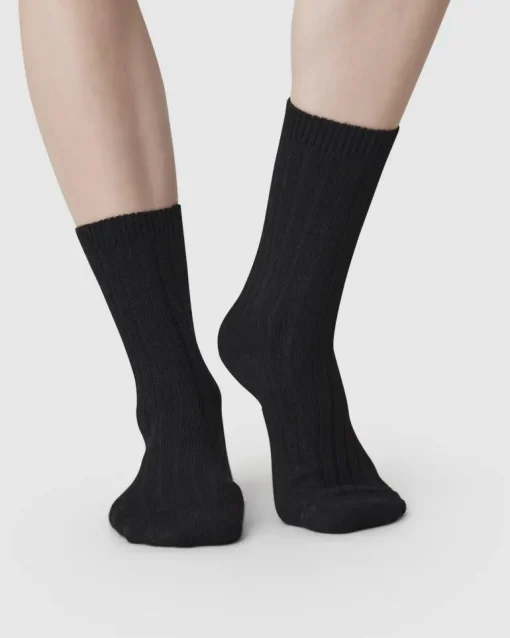 Bodil Chunky Wool Socks Black<Swedish Stockings Best Sale