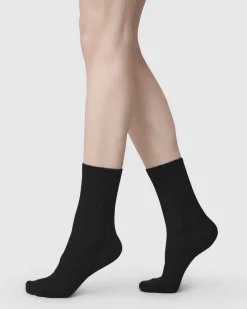 Bodil Chunky Wool Socks Black<Swedish Stockings Best Sale