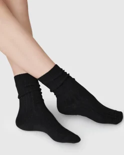 Bodil Chunky Wool Socks Black<Swedish Stockings Best Sale