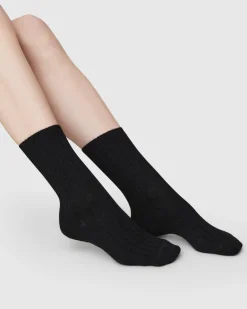Bodil Chunky Wool Socks Black<Swedish Stockings Best Sale
