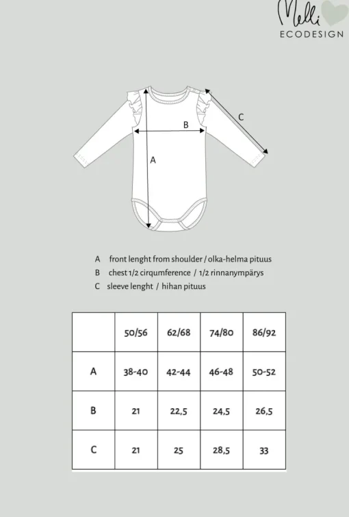 Body Bambit Lehtisateessa Laventeli<Melli EcoDesign Online