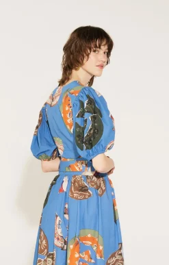 Boros Wrap Blouse Plates Blue<TOMCSANYI Online
