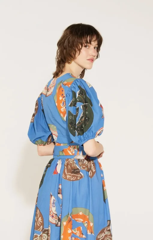 Boros Wrap Blouse Plates Blue<TOMCSANYI Online