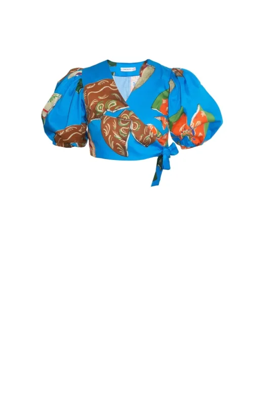 Boros Wrap Blouse Plates Blue<TOMCSANYI Online