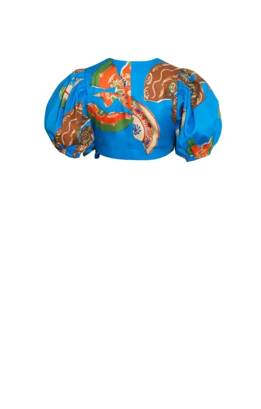 Boros Wrap Blouse Plates Blue<TOMCSANYI Online