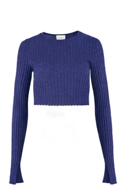 Brera Merino Crop Top Navy<Salanida New