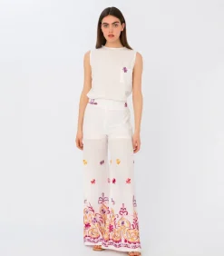 Brodeeratut Levenevät Housut Valkoinen<Elizabeth LaGre Fashion
