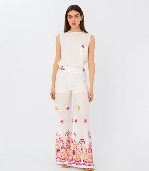 Brodeeratut Levenevät Housut Valkoinen<Elizabeth LaGre Fashion