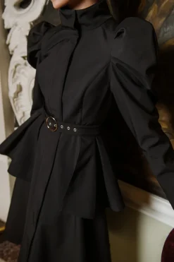 Buckle Belt With Peplum Detail Black Majestic Night<RainSisters Fashion