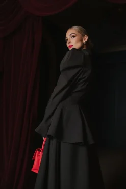 Buckle Belt With Peplum Detail Black Majestic Night<RainSisters Fashion