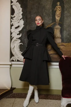 Buckle Belt With Peplum Detail Black Majestic Night<RainSisters Fashion