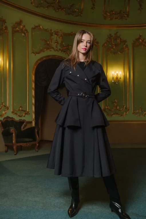 Buckle Belt With Peplum Detail Black Majestic Night<RainSisters Fashion